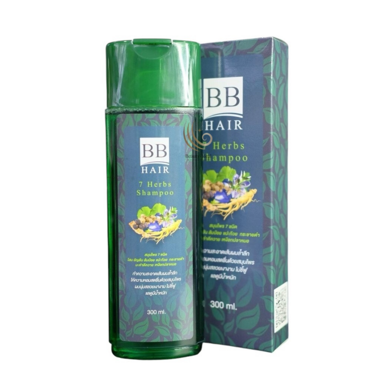 BB HAIR 7 Herbs Shampoo แชมพูสมุนไพร7ชนิดรักษารากผม 300 ml.